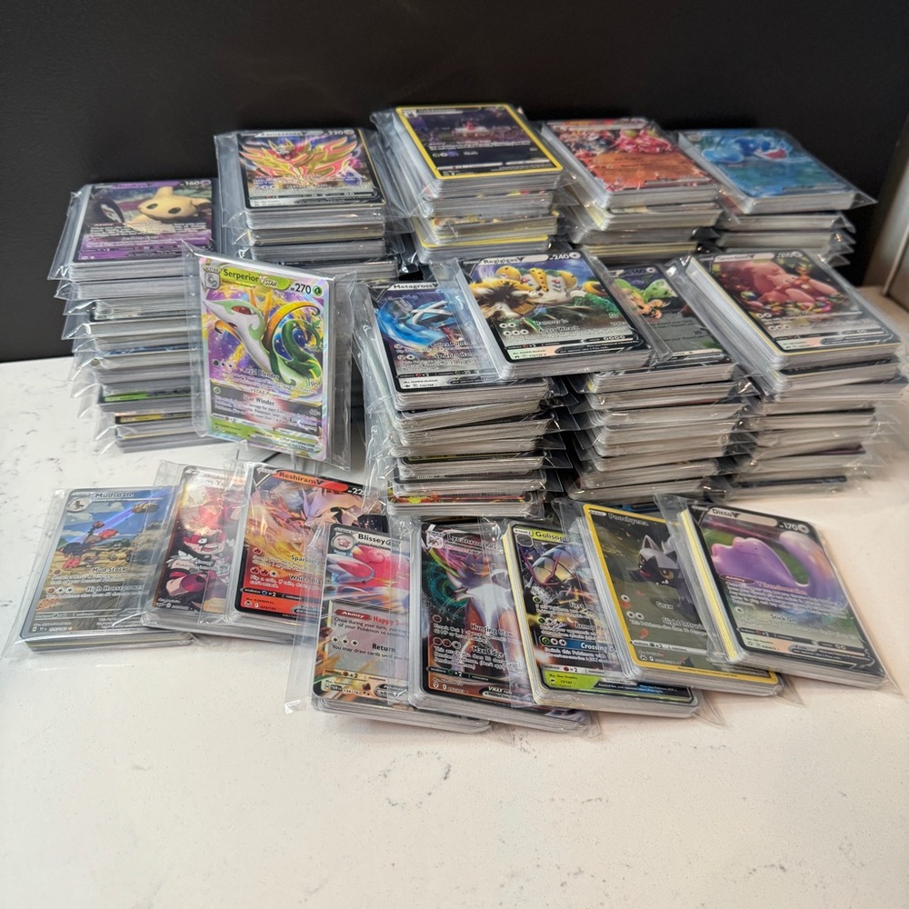 EN Pokemon Bulk Lot 120 Cards! Holo/Reverse + 4 Guaranteed V, Ex, FA, or Better